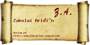 Zabolai Arián névjegykártya